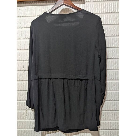 J. Jill Women's Black Long Sleeve Rayon Drop Waist Pleated Mini Shift Dress XLP - Picture 1 of 6